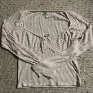 hollister cream ribbed long sleeve top